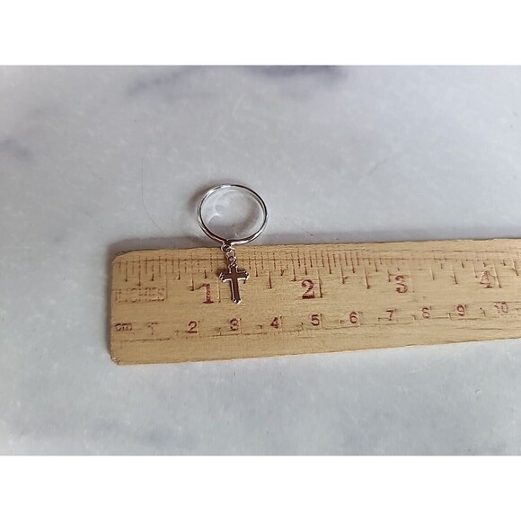 Silver Tone Metal Cross Charm Ring, SIZE US 5.75 - Picture 10 of 10